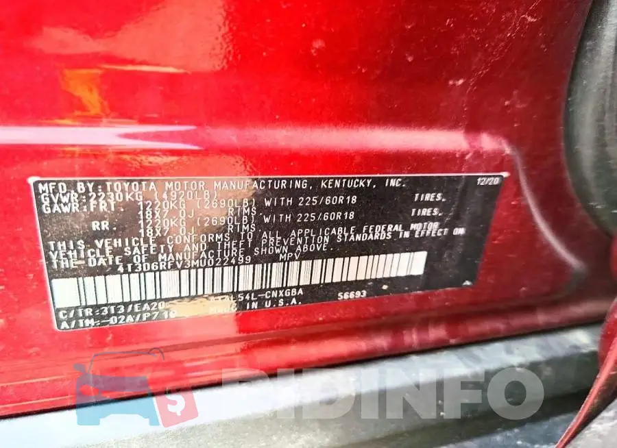4T3D6RFV3MU022499 Photo# 13