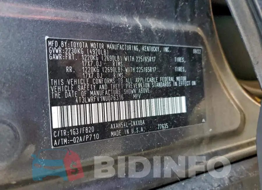 4T3LWRFV1NU076316 Photo# 14