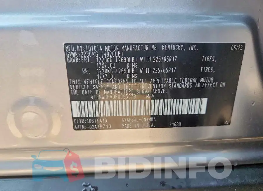 4T3RWRFV0PU095579 Photo# 14
