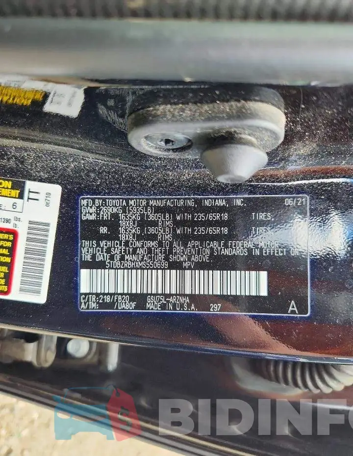 5TDBZRBHXMS550699 Photo# 13