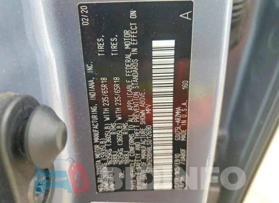 5TDHZRBH8LS012690 Photo# 13