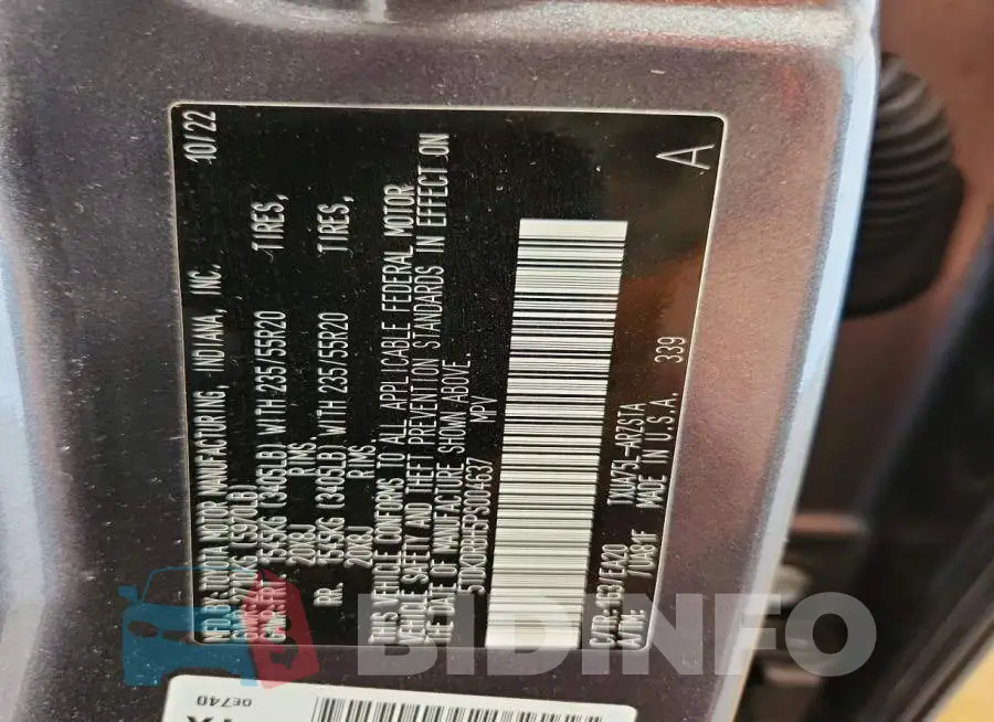 5TDKDRBH5PS004637 Photo# 13
