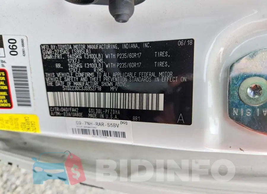 5TDZZ3DC3JS952718 Photo# 13