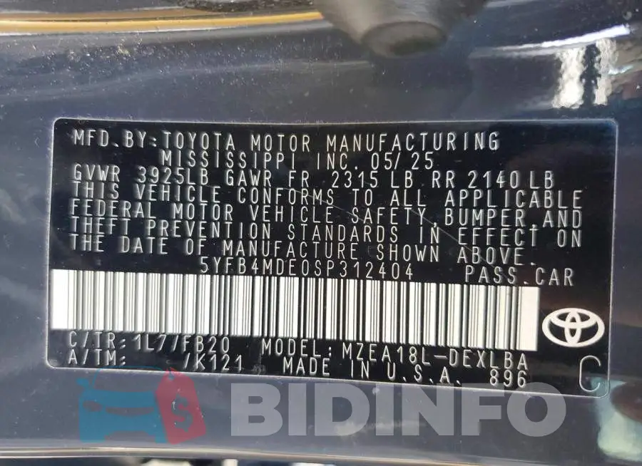 5YFB4MDE0SP312404 Photo# 12