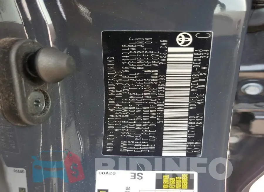 5YFB4MDE1TP396198 Photo# 12