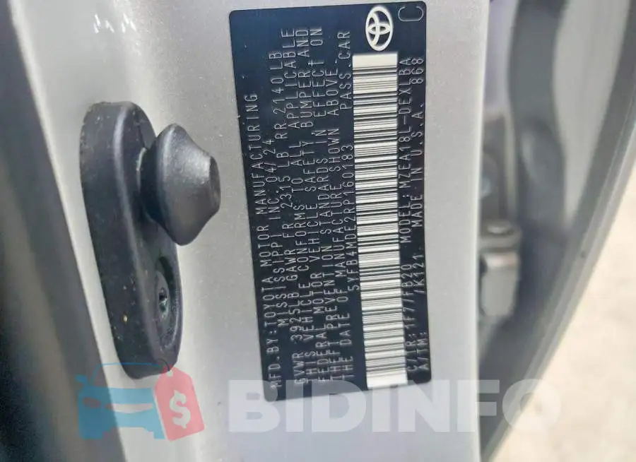 5YFB4MDE2RP160183 Photo# 12