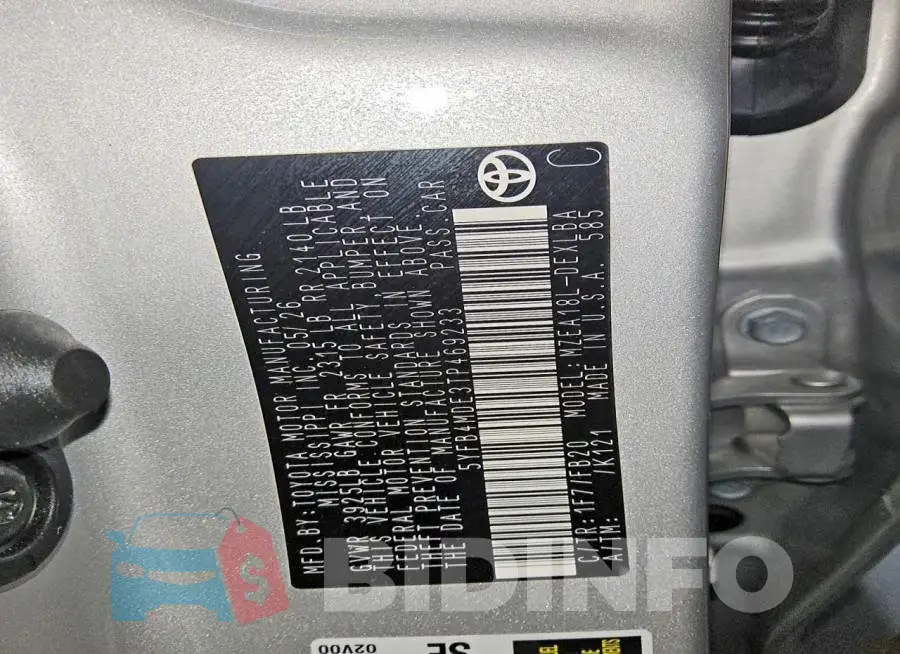 5YFB4MDE3TP469233 Photo# 12