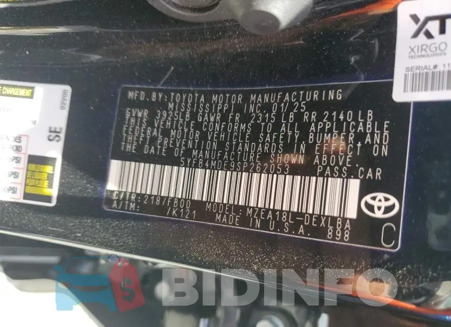 5YFB4MDE9SP262053 Photo# 12