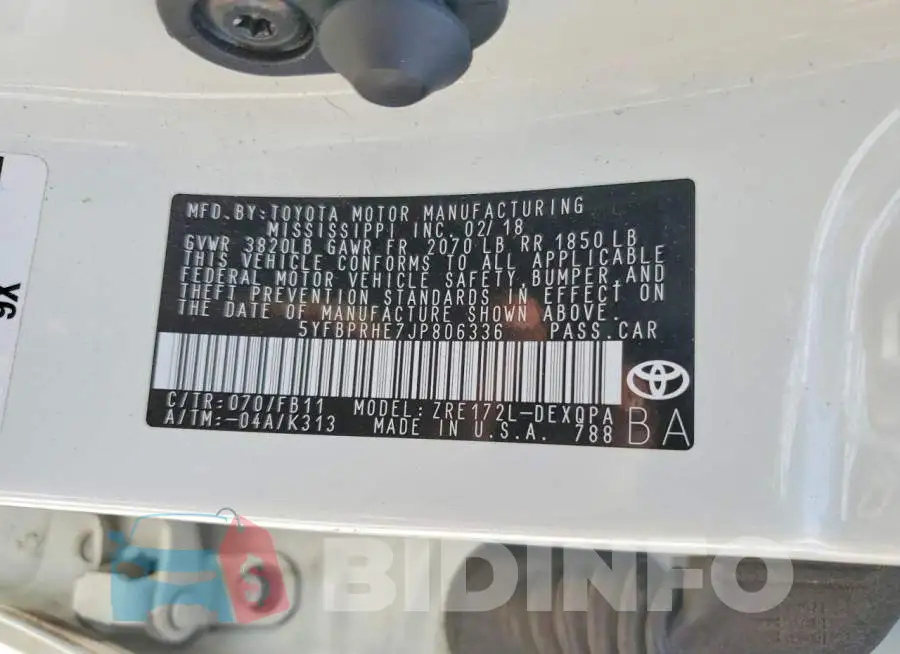 5YFBPRHE7JP806336 Photo# 12
