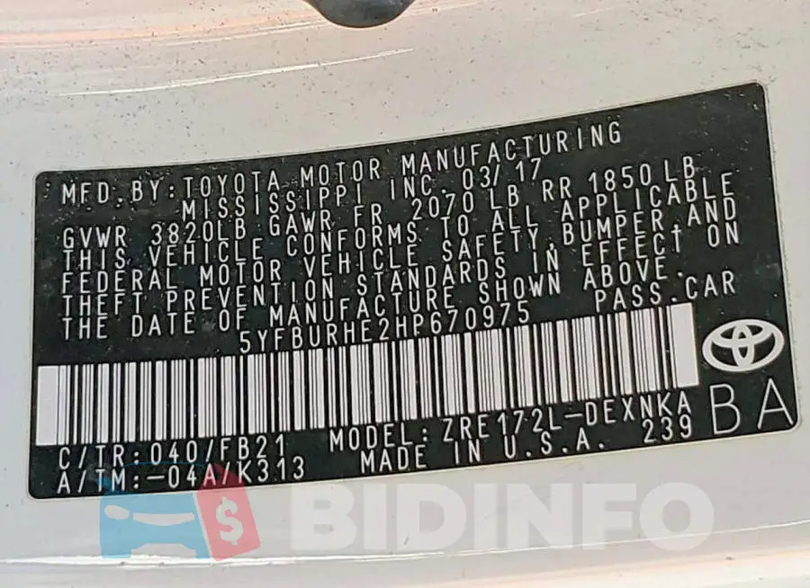 5YFBURHE2HP670975 Photo# 13