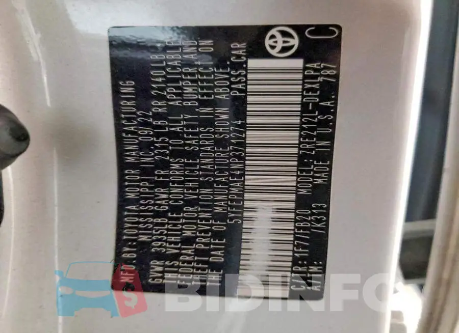 5YFEPMAE4NP371274 Photo# 12