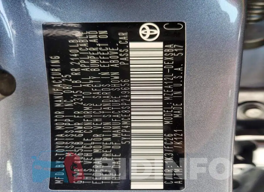 5YFP4MCE8SP249656 Photo# 12