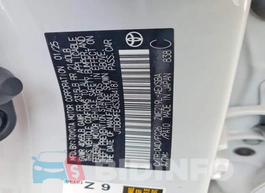JTDBCMFE4S3084187 Photo# 12