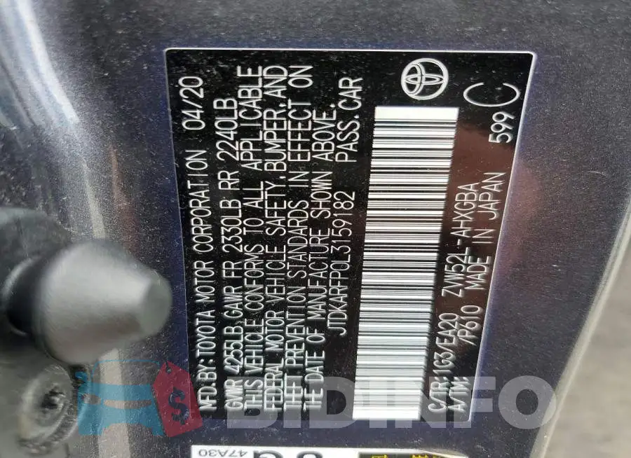 JTDKARFP0L3159182 Photo# 14