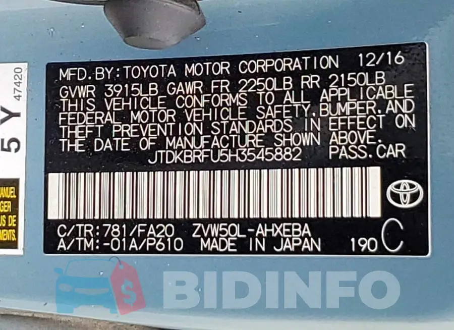 JTDKBRFU5H3545882 Photo# 13