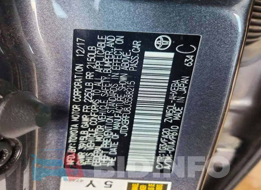 JTDKBRFU8J3588215 Photo# 12
