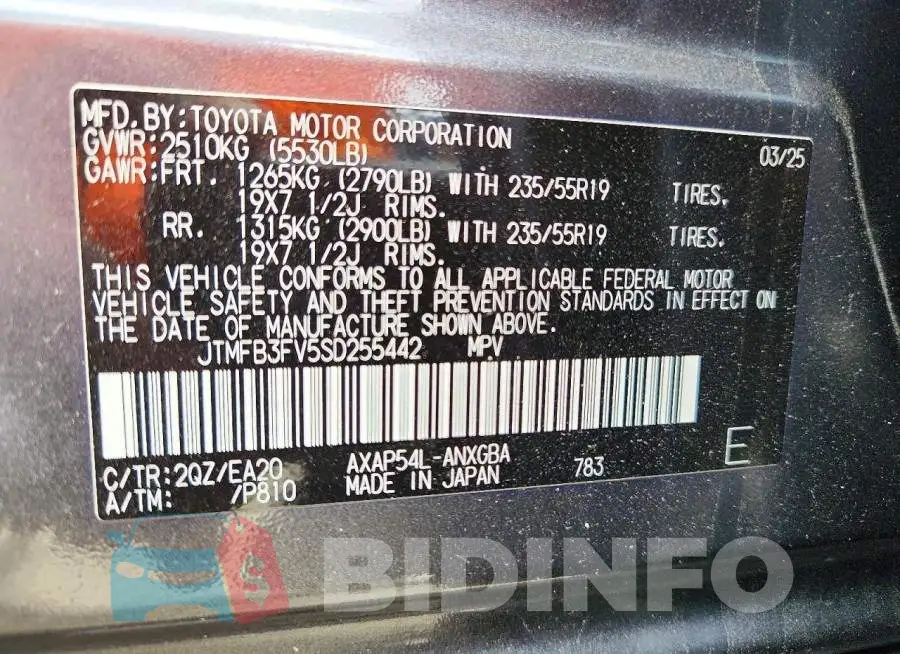 JTMFB3FV5SD255442 Photo# 13