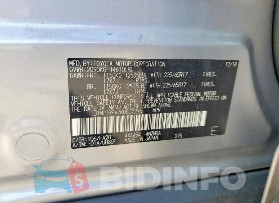 JTMP1RFV7KD507296 Photo# 13