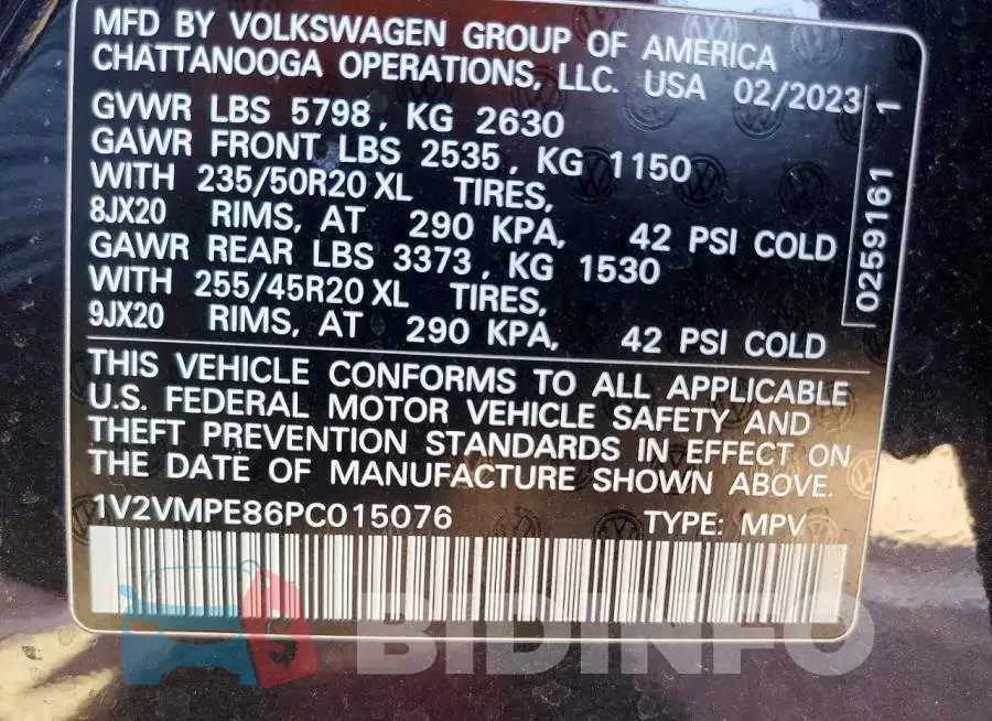 1V2VMPE86PC015076 Photo# 14