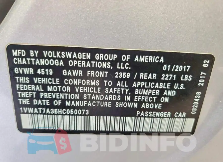 1VWAT7A35HC050073 Photo# 13