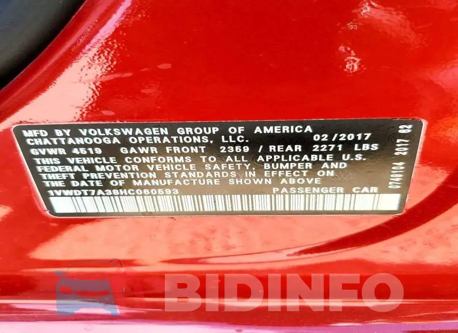 1VWDT7A38HC060593 Photo# 13