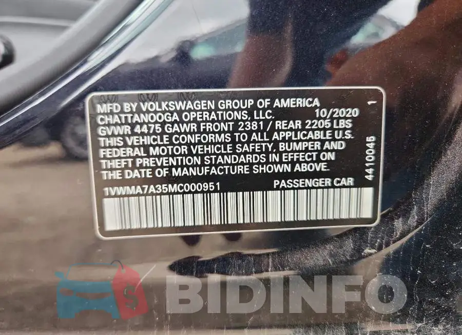 1VWMA7A35MC000951 Photo# 12