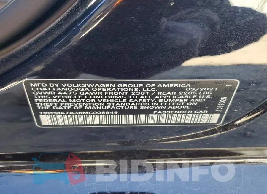 1VWMA7A38MC008946 Photo# 12
