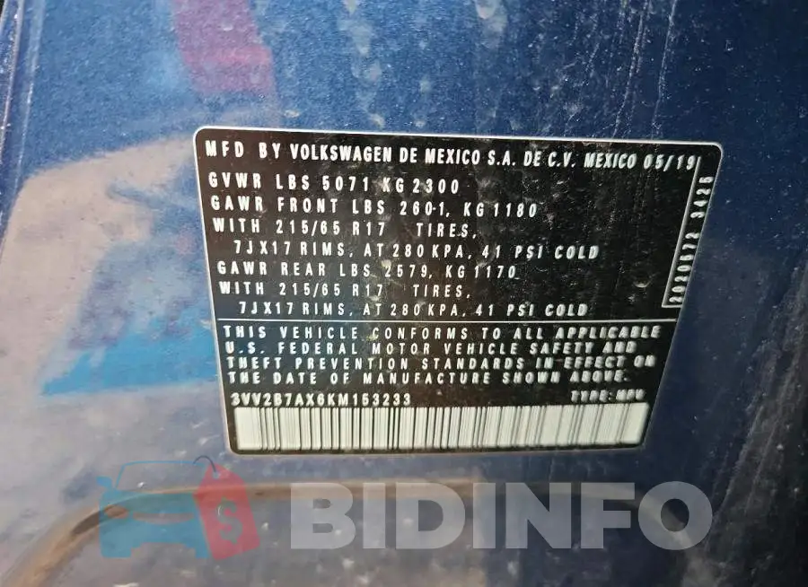 3VV2B7AX6KM153233 Photo# 13