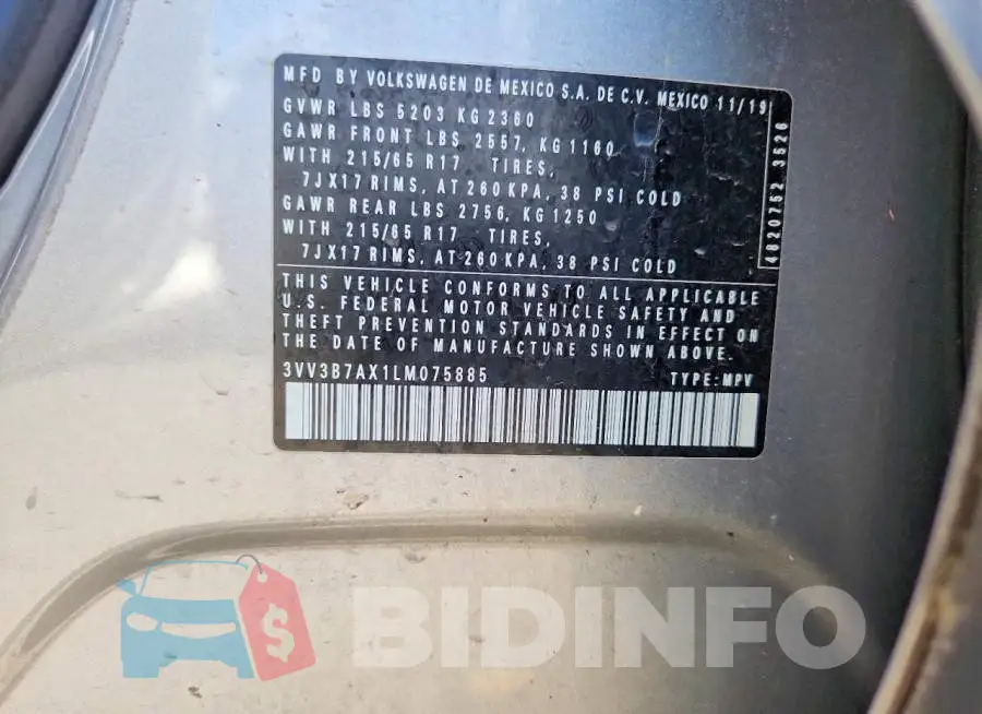 3VV3B7AX1LM075885 Photo# 13