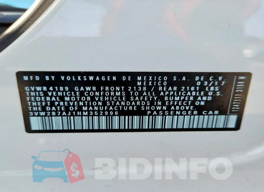 3VW2B7AJ1HM352996 Photo# 13
