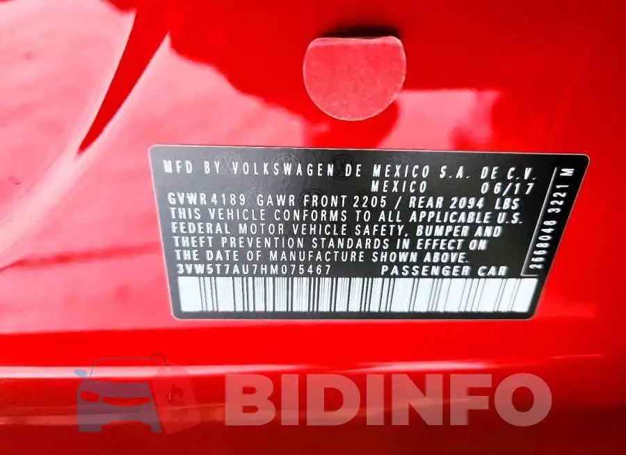 3VW5T7AU7HM075467 Photo# 12