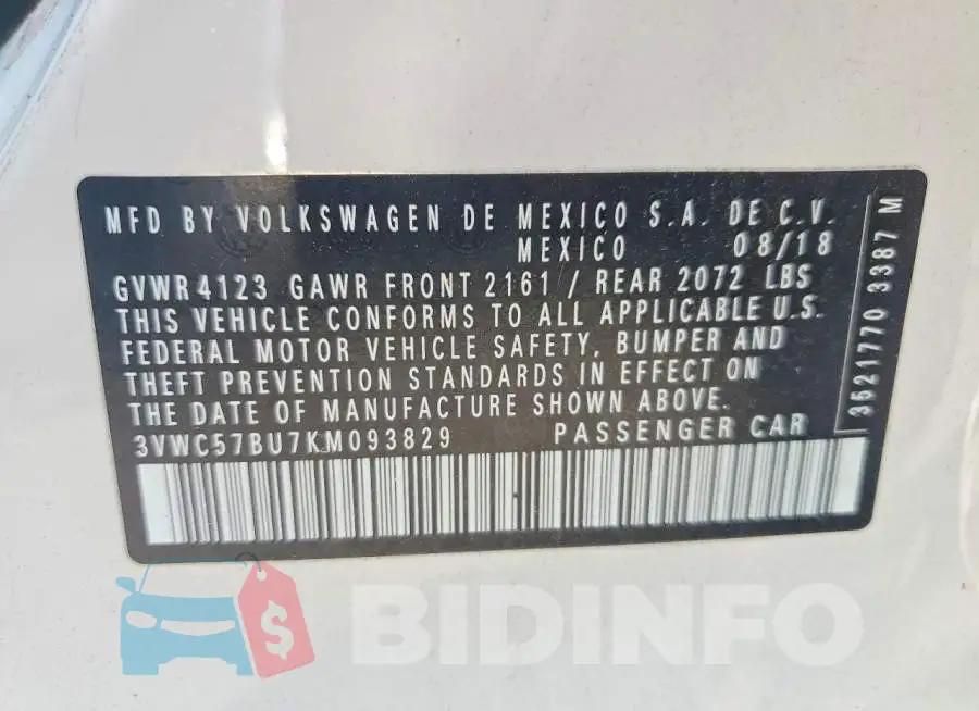 3VWC57BU7KM093829 Photo# 12