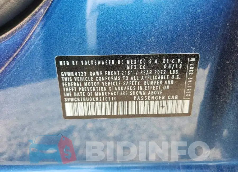 3VWCB7BU0KM210210 Photo# 12