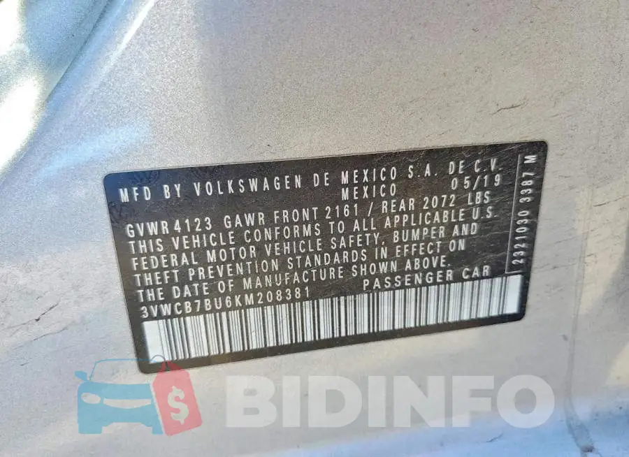 3VWCB7BU6KM208381 Photo# 12