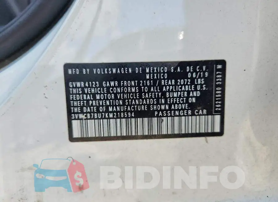 3VWCB7BU7KM218594 Photo# 12