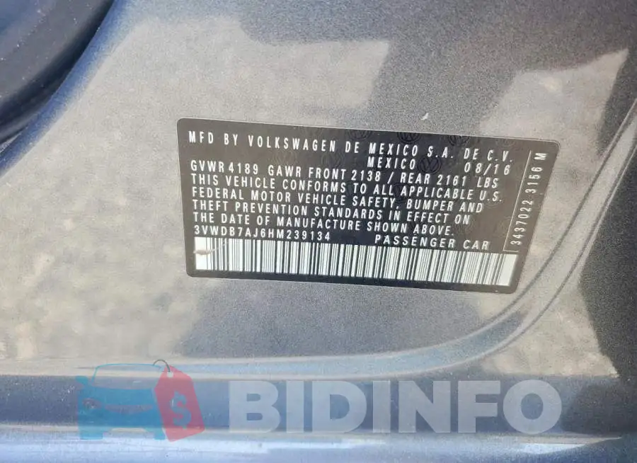 3VWDB7AJ6HM239134 Photo# 12
