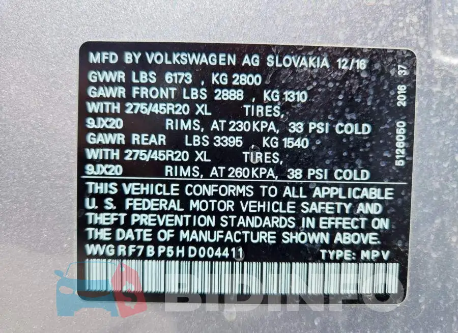 WVGRF7BP5HD004411 Photo# 13