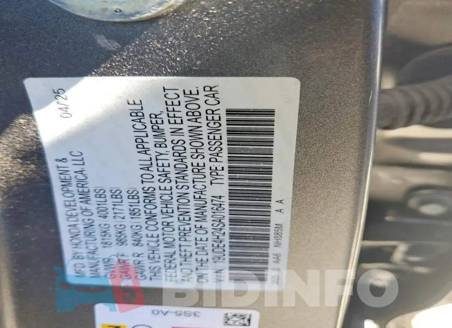 19UDE4H24SA016474 Photo# 13