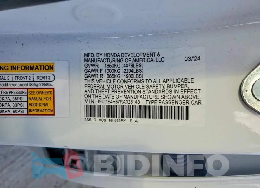 19UDE4H67RA025148 Photo# 12
