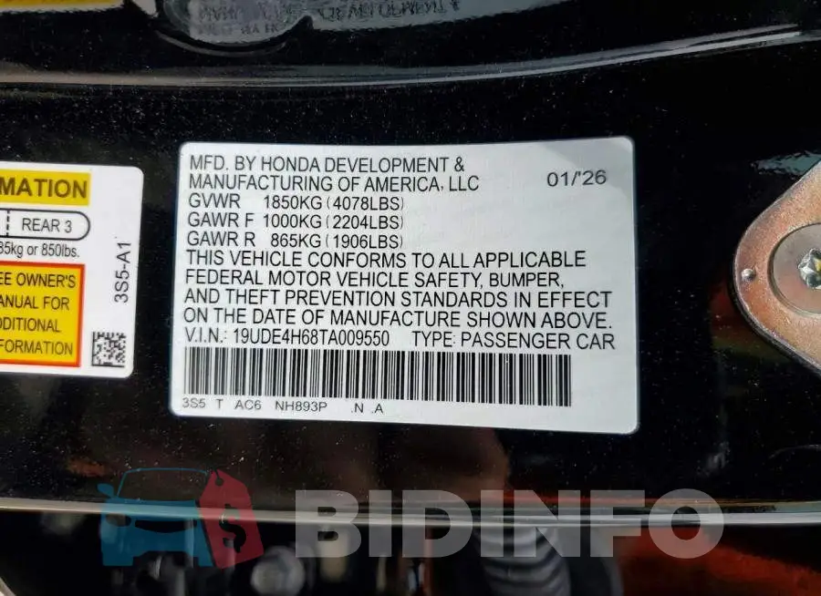 19UDE4H68TA009550 Photo# 12