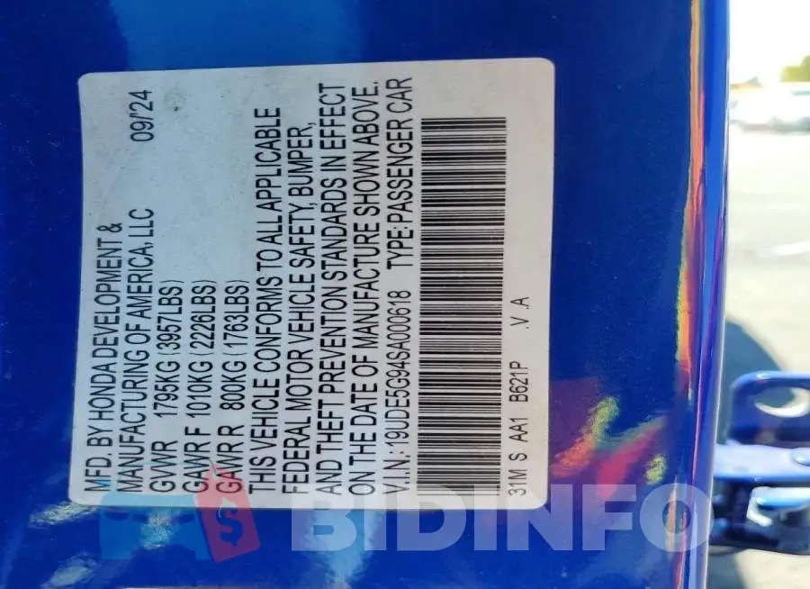 19UDE5G94SA000618 Photo# 12