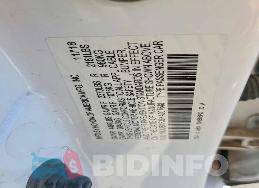 19UUB1F36KA007648 Photo# 12