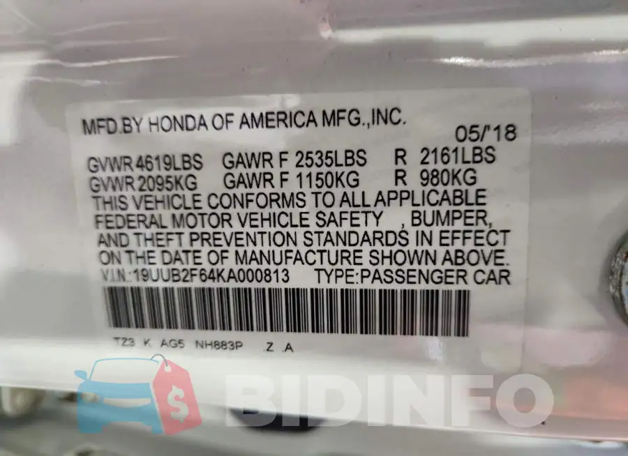 19UUB2F64KA000813 Photo# 12
