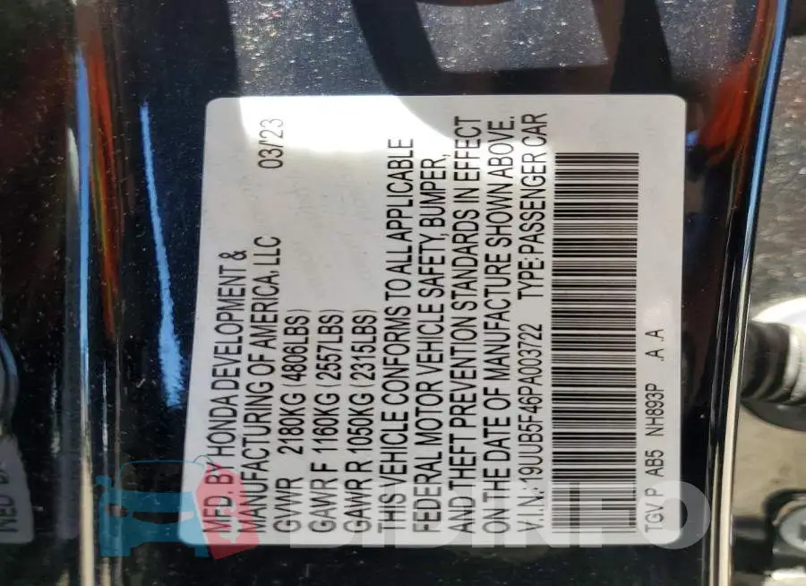 19UUB5F46PA003722 Photo# 12