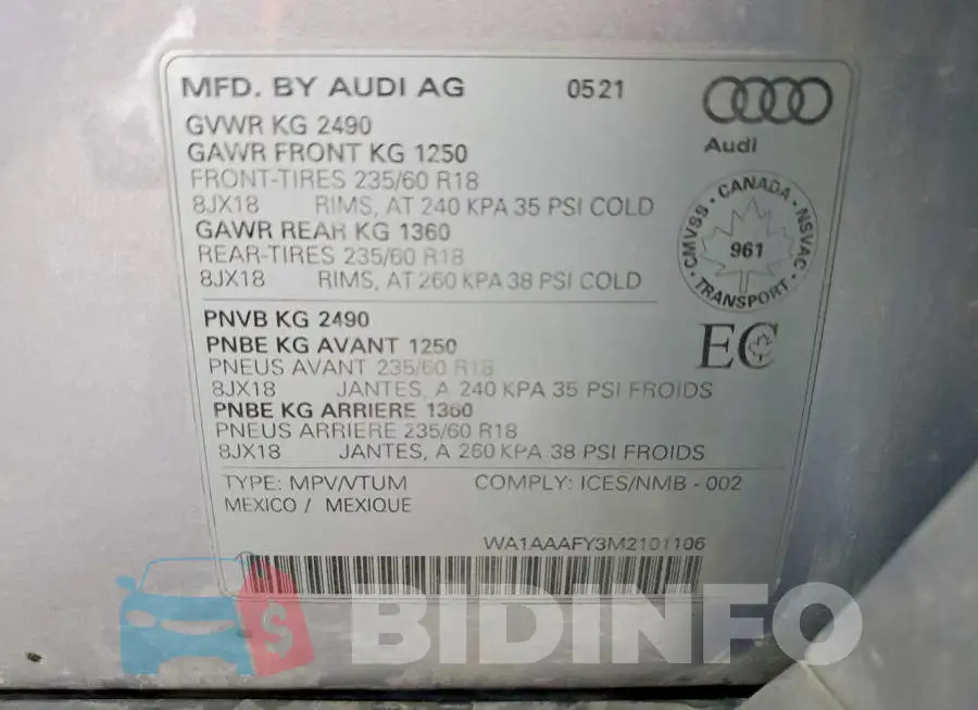WA1AAAFY3M2101106 Photo# 14