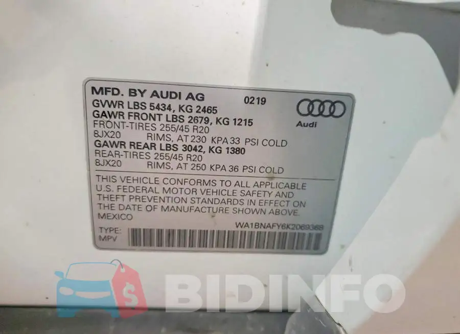 WA1BNAFY6K2069368 Photo# 13