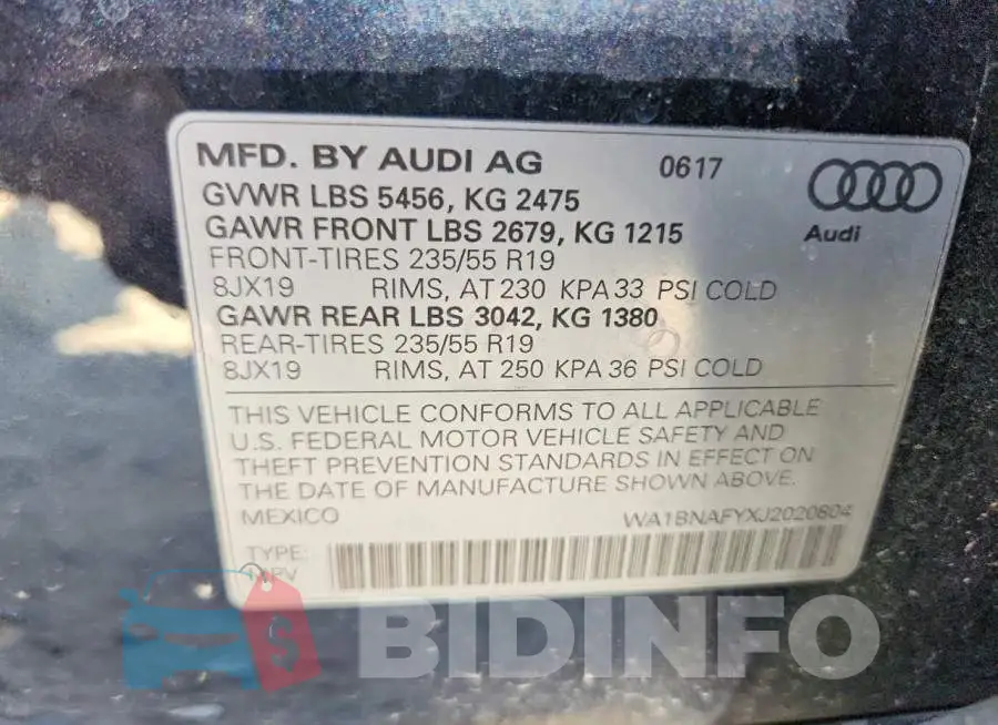WA1BNAFYXJ2020804 Photo# 13