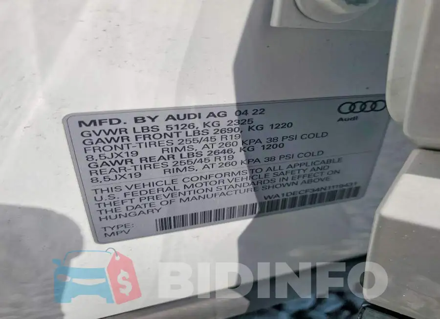 WA1DECF34N1119431 Photo# 14
