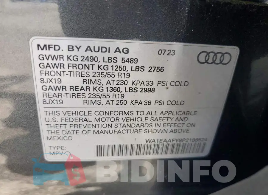 WA1EAAFY8P2188524 Photo# 13