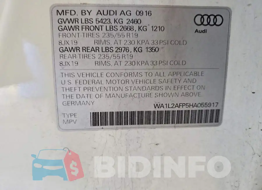 WA1L2AFP5HA055917 Photo# 13